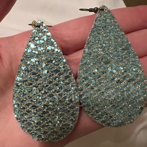 Turquoise And Gold Mermaid Scales Earrings